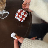 Yeknu  Simple Brown White Flower Suitable For Airpods Pro3 Headphone Case 4th Generation Airpods 1 2nd Generation Protective Case