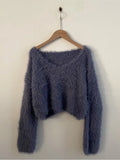 Yeknu  Autumn Winter Pullover Furry Sweater Tops Women V-Neck Korean Modis Ladies Cropped Sweaters Long Sleeve Loose Woman Sweater