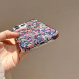 Yeknu  Ins Floral Sparkling Cute Silicone Case For iPhone 16 15 14 13 Pro Max Shockproof Back Cover Soft Glitter Bling 16Pro 15Pro Case