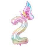 Yeknu  40Inch Colorful Gradient Number Balloon 0-9 Digit Foil Helium Balloon Butterfly Girl Birthday Party Decor Baby Shower Kids Gifts