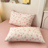 Yeknu 100% Cotton 4-Piece Duvet Cover Set (1 Duvet Cover 2 Pillowcases 1 sheet), Minimalist Cartoon Design, Ultra-Soft Bedding Set