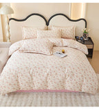 Yeknu Spring and summer pure cotton small fresh four-piece set, bedding sheet quilt cover, cotton student dormitory three-piece set