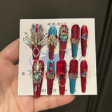 Yeknu 10Pcs High Quality Handmade Press on Nails Simple And Elegant  Royal A must For Trends Fashion Weapon Nail Stickers  Elegant