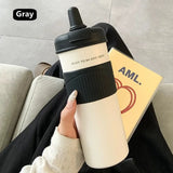 Yeknu  650ml Fashion Stainless Steel 316 Thermal Flask With Straw Leak-Proof Coffee Tea Cold Drink Car Thermal Bottle Travel Tumbler
