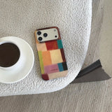 Yeknu  Retro Glacier Texture Blue Brown Square Contrast Shiny Surface Dazzling Cover Phone Case for iPhone 14 15 16 17 Pro Max 13 17air