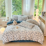 Yeknu  Small Fresh Milk Falai Plush Single Item Quilt Cover Printed Plaid Thickened Warm Duvet Cover 180x220 200x230 220x240