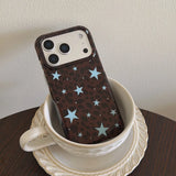 Yeknu  INS Winter Spot Leopard Print Blue Star Phone Case For iPhone 16 15 14 17 Pro Max 17Pro 17Air iPhone13 Case Soft Protect Cover