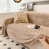 Yeknu  Super Warm Blanket for Sofa Coral Fleece Sofa Blanket Towel for Winter Soft Thick Couch Cover for Living Room 1/2/3/4 Sofa Cover