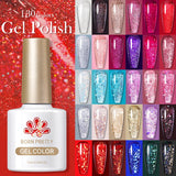 Yeknu  10ml Gold Glitter Gel Nail Polish Crystal Semi Permanent Soak Off UV Gel Varnish Nail Art Manicure Base Top Coat