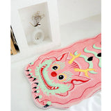 Yeknu Pink Cute Dragon Rug Comfortable Soft Bedroom Bedside Rugs Creative Carpet Children's Room Carpet Living Room Art Carpets Tapete