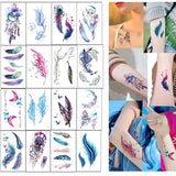 Yeknu  16pcs Tattoo Sticker Temporary Whale Bird Jellyfish Tail Color Feather Butterfly Waterproof Body Art Arm for Kids Women MenTatto