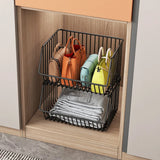 Yeknu  3 Tier Fruit Basket for Kitchen Storage Cart Stackable Metal Wire Storage Basket Snacks Organizer Baskets with Rolling Wheels
