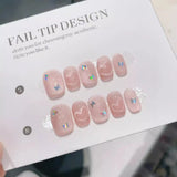 Yeknu  10Pcs Short Square Handmade Press on Nails Reusable Cat's Eye Design with Heart&Butterfly Sweety False Nail Tips for Women&Girls