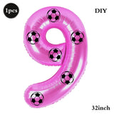 Yeknu  Soccer Birthday Party Decoration Multi Color Number 7 Balloon 32Inch 1 2 3 4 5 6 7 8 9 Digit Football Balloon Large Figure Golob