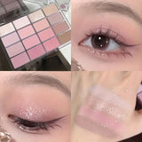 Yeknu  Matte Glimmer Eye Shadow Plate 16 Shades Brown Nude Pink Saturated Korean Makeup Palette Long Lasting