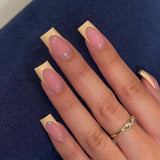 Yeknu  24 PCs Short French Minimalist Nails with 1 Jelly and 1 Nail File