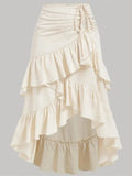 Yeknu  Summer Elegant High Waisted Ruffle Pleated Midi Skirt Women Wrap Casual Summer Beach Ladies Skirts Tiered Side Tie