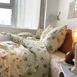Yeknu Korean Retro Floral King Size Bedding Set 100% Cotton Home Textile Bedding Sets Soft Single Double Duvet Cover Set with Sheets