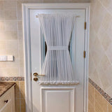 Yeknu  No-Punching Light-Permeable Privacy Curtain White Lace Magic Tape Noise-Reduction Partition Door Curtain for Bay Window