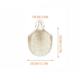 Yeknu  Handheld foldable shopping Cotton mesh bag , reusable fruit mesh bag, Woven mesh pocket hollowed out kitchen storage
