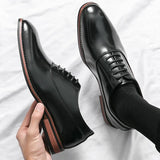 Yeknu - Luxury High Quality Men Shoes Fashion Casual Shoes Male Pointed Oxford Wedding Leather Dress Shoes Men Gentleman Office Shoes