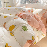 Yeknu  Ultra-Soft Wrinkle Gauze Washed Cotton Bedding Set: Ins Printed Duvet Cover, Sheets | 3/4 Pcs for Dorm & Home