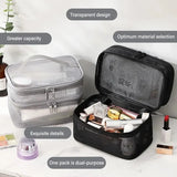 Yeknu  Fashion Transparent Mesh Travel Cosmetic Bag Storage 1/2/3 layer Toiletry Bag Large Capacity Make Up Organizer Bag Women's