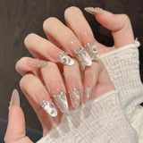 Yeknu  10pcs Handmade Press on Nails 3D Strawberry Bear Fake Nails Wearable Detachable Dream Pink Cartoon Korean Sweet False Nails