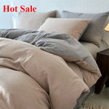 Yeknu  Premium 100% Washed Cotton Yarn-Dyed 4-Piece Duvet Set (1 Duvet Cover + 2 Pillowcases + 1 sheet), Ultra-Soft Bedding Set