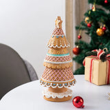 Yeknu  Mini Resin Christmas Tree Ornament Creative Gingerbread Christmas Tree Statue Desktop Crafts Home Christmas Scene Decor Gifts