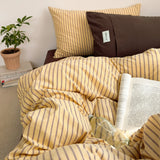 Yeknu Simple Style Bedding Set Nordic Striped Duvet Cover Set 100% Cotton Flat Sheet Single Twin Size Double Bed Sheet Set For Bedroom