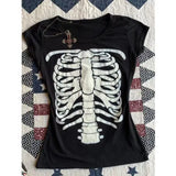 Punk Vintage 2000s Streetwear T shirts Women Clothes Gothic Slim Skulls Print Femme Tshirt Short sleeve Kpop Aesthetic Crop Tops