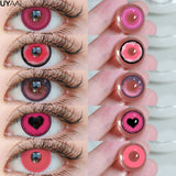 Yeknu  1 Pair Cosplay Pink Lenses for Eyes Anime Lenses y2k Eye Contacts Cosmetic Red Lens Cosplay