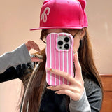 Yeknu  Fashion Glossy Double Color Stripes Case for iPhone 12 13 14 15 16 17 Pro Max 17 Air Color Collision Ultra Thin Shockproof Cover