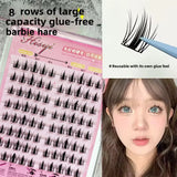 Yeknu  Self-Adhesive False Eyelashes 8 Rows - Glue-Free, Natural Look, Reusable & Easy Apply for Daily/Party Makeup (8-Pack)