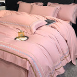 Yeknu  100% Egyptian Cotton Luxury Embroidery Hotel Style Bedding Set Queen King Size Duvet Cover Set Bed Sheet/Fitted Sheet Pillowcase