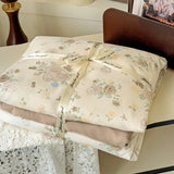 Yeknu  Ins Pastoral style Flowers Bedding Sets New Twin Queen Size Duvet Cover Flat Sheet Pillowcase Princess Girl Bed Linen