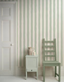 Yeknu  Removable Wallpaper Sage Green Stripes, Classic Stripe Wallpaper In Green and White For Kids Room, Renters Wallpaper Nursery
