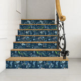 Yeknu  Blue Peacock Peel and Stick Wallpaper Boho Floral Self Adhesive Wall Paper Waterproof Leaf Contact Paper for Cabinet Shelf Liner