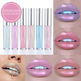 Yeknu 6 Colors Laser Holographic Lip Gloss Liquid Lipstick Mermaid Pigment Longlasting Glitter Lipgloss Waterproof Metallic Lip Makeup