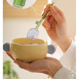 Yeknu  Colored Flower Glass Dessert Spoon High Temperature Resistant Spoon Creative Long Spiral Handle Juice Coffee Stirring Spoon