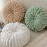 Yeknu  Round Velvet Cushion Warm Plush 3D Pumpkin Throw Pillow For Office Chair Living Room Couch Bed Home Decor Soft Stuffed Cushion