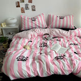 Yeknu  Bed Linen Embroideries Stripe bedding Duvet Cover Queen Bedding Set Comforter Cover Sets With Pillowcase Bed Sheets Set