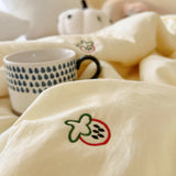 Yeknu Japanese Minimalism Skin-friendly Summer Quilt Soft Washed Single Double Blanket Embroidered Comfortable Breathable Thin Duvet