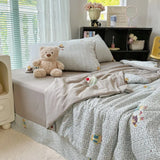 Yeknu  new cloud-feeling double-layer yarn summer quilt air conditioner quilt four-piece set soft small fresh machine washable