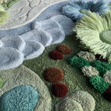 Yeknu Handmade Pastoral Style Lawn Oasis Irregular Shape Carpet for Bedroom Living Room Tea Table Bedside Blanket Moss Wool Customized