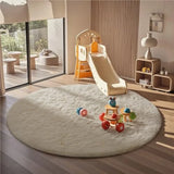 Yeknu  Round Rugs 6Ft Ivory Circle Area Rug Aesthetic Room Decor for Living Room Bedroom Nursery Fluffy Fuzzy Plush Soft Shaggy Cream