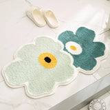 Yeknu  Tufting Floral Bathmat Soft Bathroom Door Mat Fluffy Rug Bedroom Foot Carpet Floor Safety Pad Aesthetic Home Room Decor