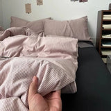 Yeknu  Ins Nordic Bedding Set Plaid Striped Duvet Cover Set Soft Flat Sheets Set 2 Pillowcases Single Twin Full Queen Size Simple Style