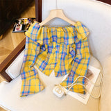 Yeknu  Women Red Plaid Shirts and Blouses Y2k Vintage Harajuku 2000s Elegant Peter Pan Collar Long Sleeve Slash Neck Shirt Clothes